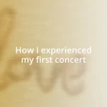 How I experienced my first concert