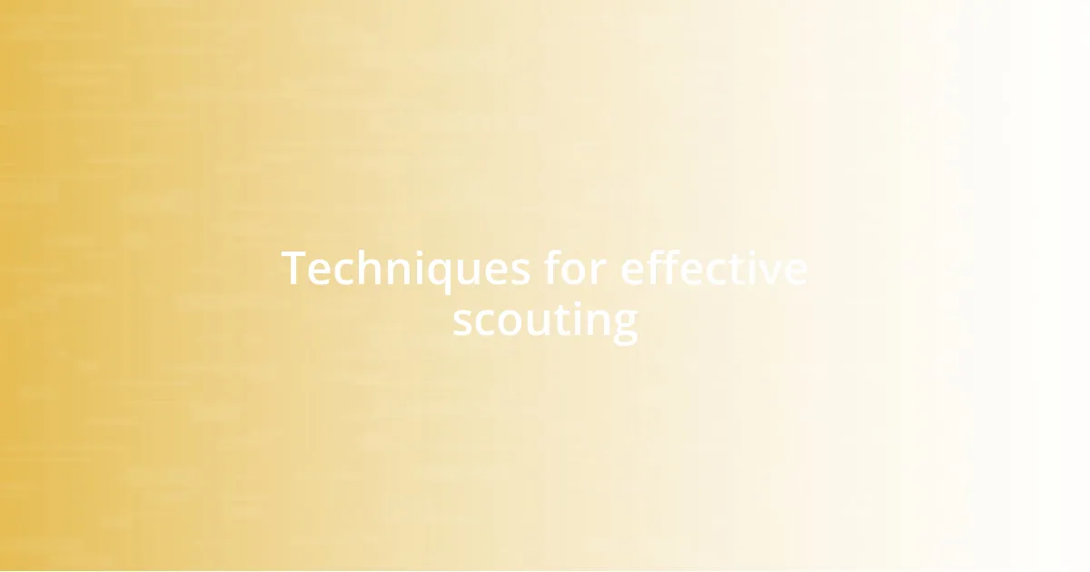 Techniques for effective scouting